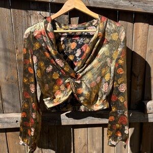 Zara shimmery floral blouse